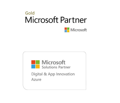 Microsoft Gold Partner and Azure Digital & App partner badges